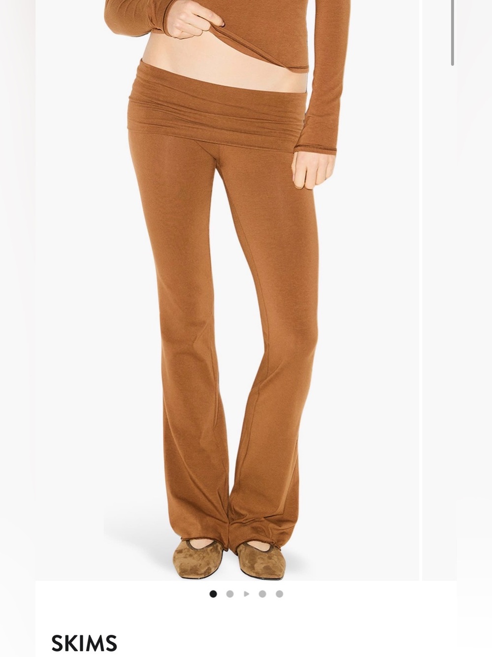 SKIMS Fold-Over Waist Flare Leggings - Camel